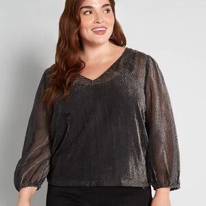 ModCloth New Sheer’s Eve Top In Gray